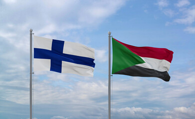 Sudan and Finland flags, country relationship concept