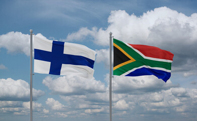 South Africa and Finland flags, country relationship concept