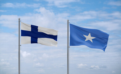 Somalia and Finland flags, country relationship concept