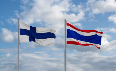 Thailand and Finland flags, country relationship concept