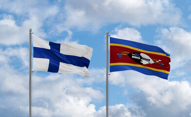 Eswatini and Finland flags, country relationship concept