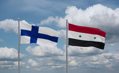Syrian and Finland flags, country relationship concept