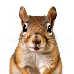 Squirrel face shot on transparent background