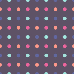 Seamless pattern, geometric shapes, multi-colored circles, bed colors. Vector illustration for fabric, wallpaper or wrapping paper design