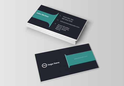 Business Card with Navy and Teal Accents