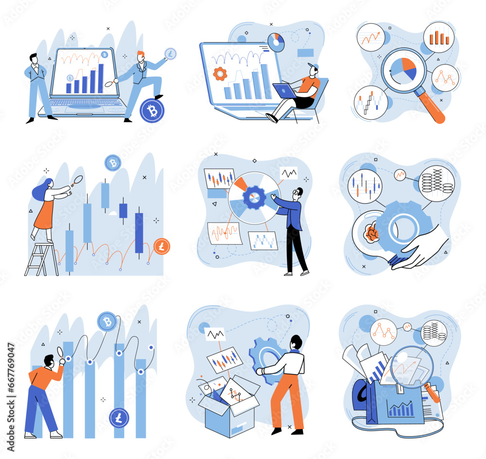 Poster crypto market. vector illustration. crypto currencies are digital assets utilize cryptographic techn