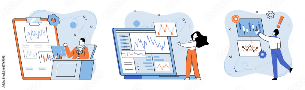 Poster data analysis. vector illustration. data driven solutions provide businesses with actionable insight