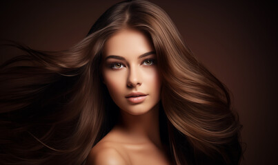 Fototapeta premium portrait of a brunette woman with long hair