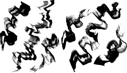 Grunge Dry Brush Ink Strokes Free Hand Set.