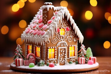 Tasty sweet gingerbread house for Christmas