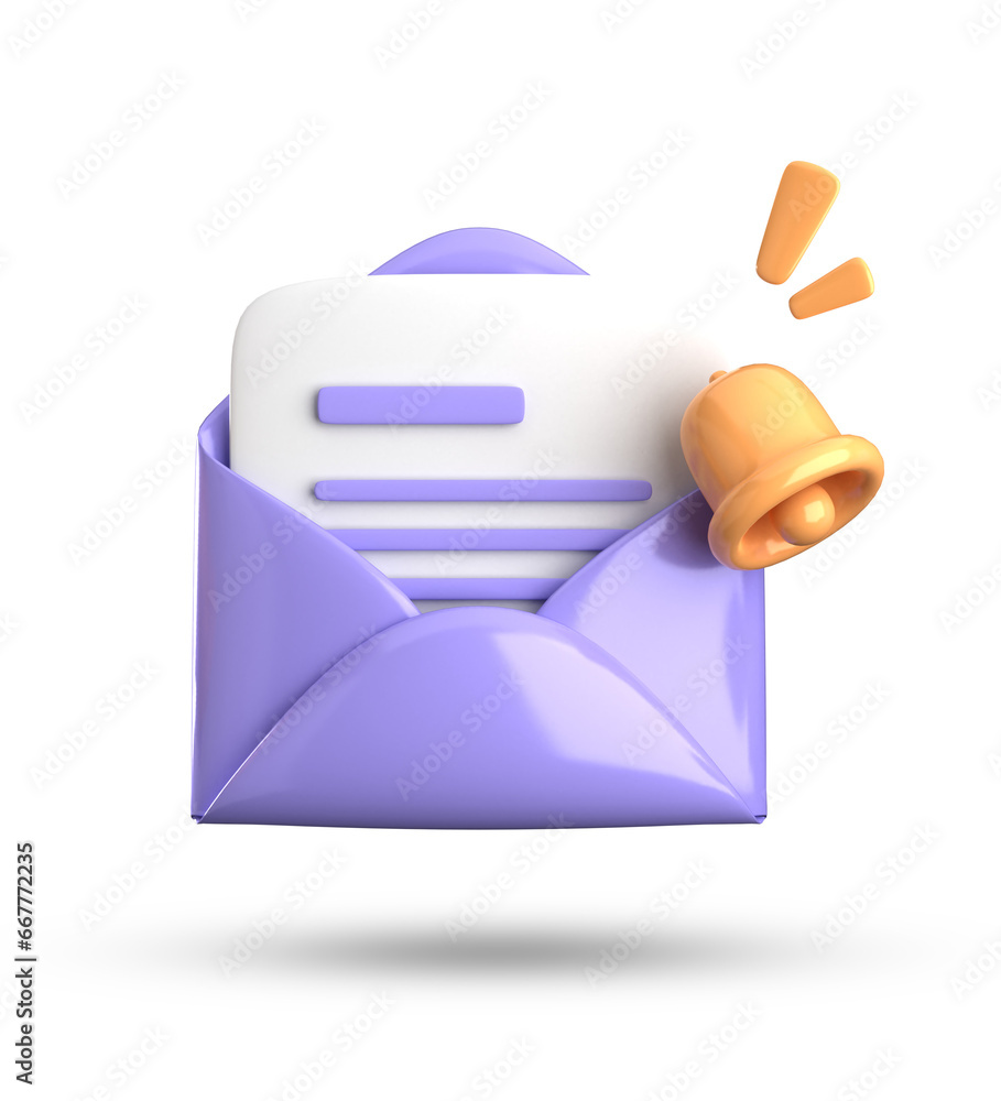 Poster 3d rendering of envelope, 3d pastel icon set.