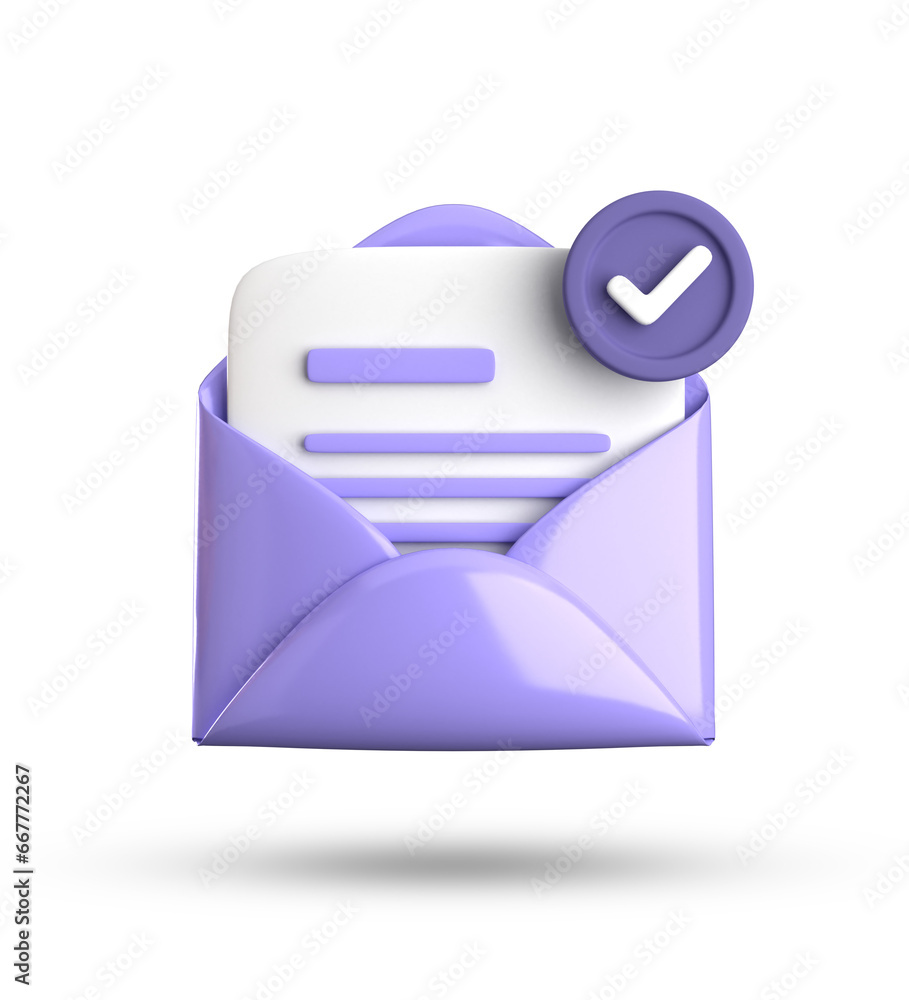 Poster 3d rendering of envelope, 3d pastel icon set.