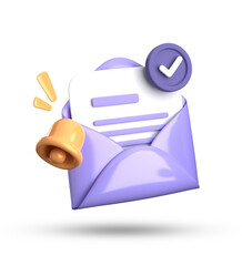 3d rendering of Envelope, 3D pastel icon set.