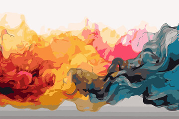 Abstract colorful smoke, pink, blue, orange, yellow, and purple smoke bombs isolated. Abstract...