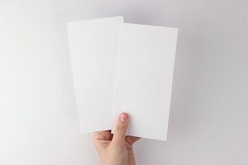 Card mockup in minimalist style, two blank cards in hand
