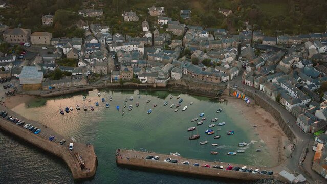 Harbor of Mousehole in Cornwall at Sunset