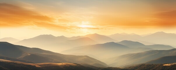 Fototapeta na wymiar Mountain landscape at sunset, Generative AI