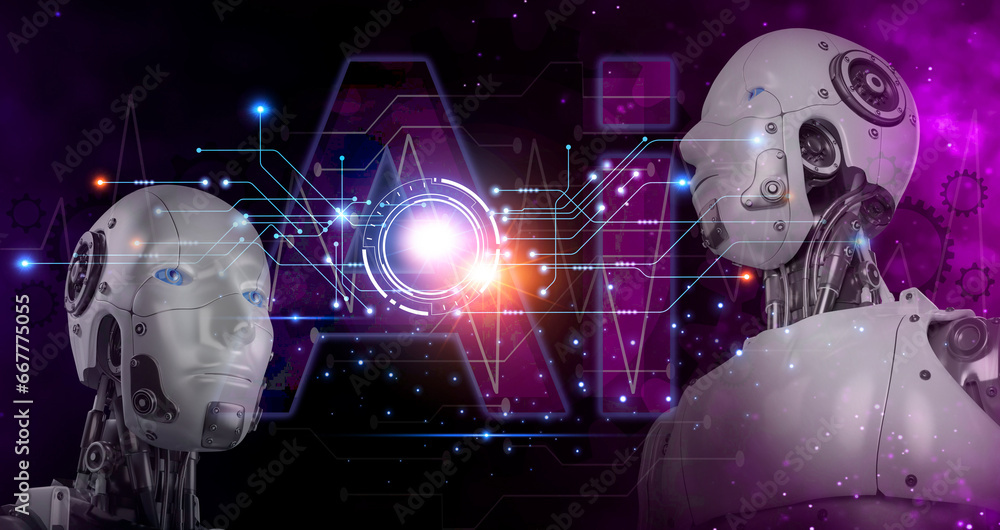 Poster the concept of using artificial intelligence to control the system, the industry that uses artificia