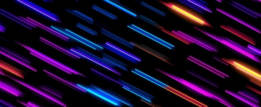 dark glitch pattern banner, futuristic, neon light, black background. generative AI