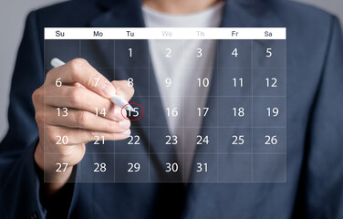 Businessman manages time for effective work. planning appointment Notifications and agenda, calendar. Time management concept..