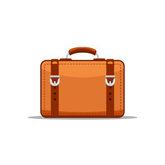 Flat design vintage travel bag on isolated background, Vector illustration.