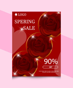 	
red rose flower spering sale vactor design