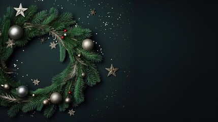 minimalistic background with christmas wreath with empty copy space 