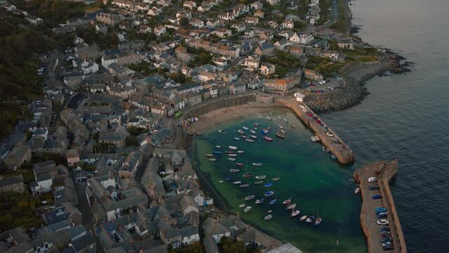 Harbor of Mousehole in Cornwall at Sunset