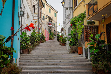 Fototapeta na wymiar street in the old town, Numana, Marche, Italy