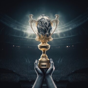 Victory trophies with plain, elegant backgrounds at sporting events and other events. Good to use for business, blogs, websites, advertisements, articles, sports. Generative Ai Image