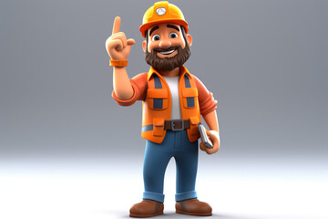 Fototapeta premium 3D caracter cartoon Construction People