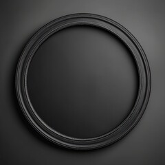 Grey Minimalistic Round Picture Frame. Minimalistic Ring with Realistic Texture. Square Digital Illustration. Ai Generated Empty Circle on Black Background.