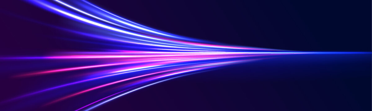 Car motion trails. Speed line motion vector background. Dynamic blue neon sport texture. Abstract neon background with shining wires.	