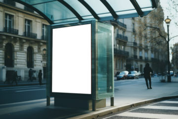 panneau publicitaire personnalisable pour maquette de présentation de publicité dans un environnement urbain