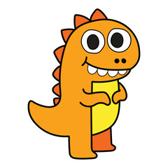 A hand-drawn cartoon baby dinosaur on a white background.