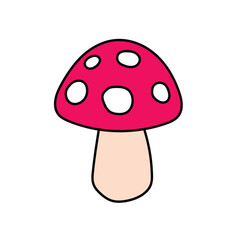 Hand-drawn cartoon fly agaric on a white background.