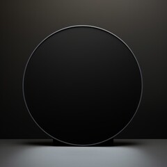 Holo Minimalistic Round Picture Frame. Minimalistic Ring with Realistic Texture. Square Digital Illustration. Ai Generated Empty Circle on Black Background.