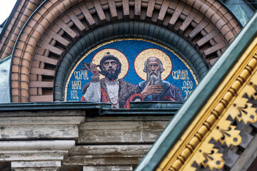 St. Andrey Bogolyubsky and St. Vsevolod of Pskov - obrazy, fototapety, plakaty