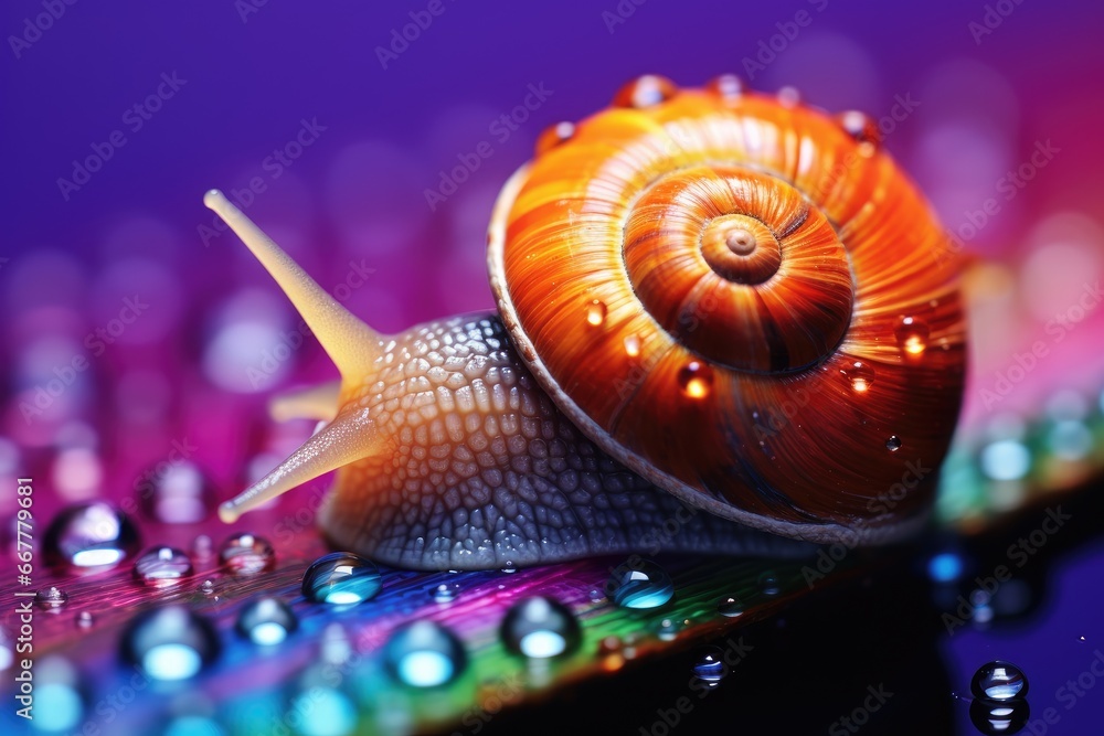 Aufkleber a close up of a snail on top of a computer keyboard. generative ai