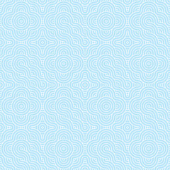 Silver on light blue, Asian style seamless pattern with lines, swirls and various shapes 
