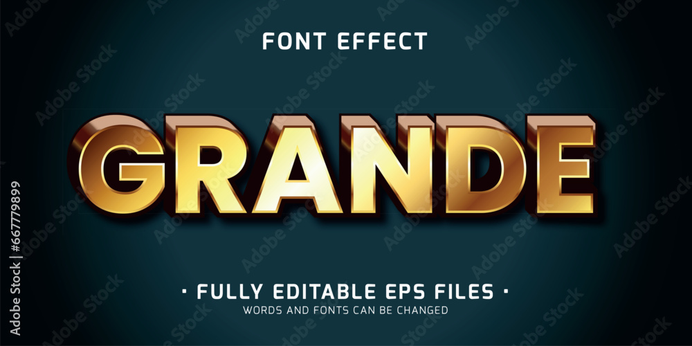 Poster vector royal gold with grande text effect editable font style