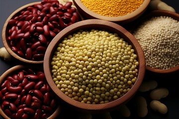 Obraz premium A harmonious mix of red beans, rice, mung beans, and sesame