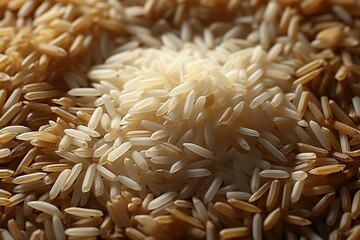 Obraz premium A picturesque arrangement of scattered rice grains on a table