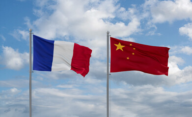 China and France flags, country relationship concept