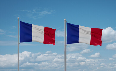 Two France flags, country relationship concept