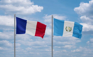 Guatemala and France flags, country relationship concept