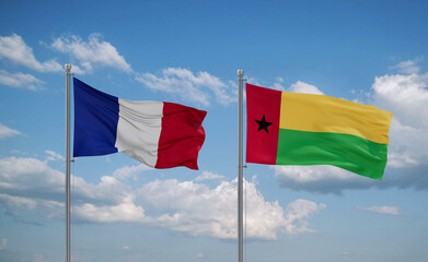 Guinea-Bissau and France flags, country relationship concept