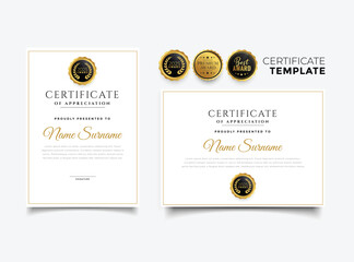 Vector modern white and gold certificate of achievement template badge