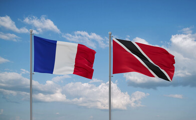 Trinidad and Tobago and France flags, country relationship concept