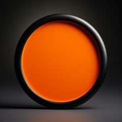 Orange Minimalistic Round Picture Frame. Minimalistic Ring with Realistic Texture. Square Digital Illustration. Ai Generated Empty Circle on Black Background.